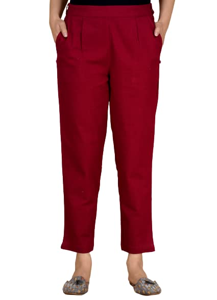 WOMEN COTTON TAPERED FIT TROUSERS