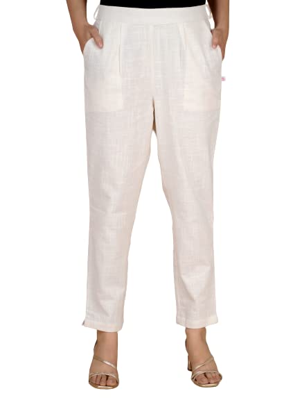 WOMEN COTTON TAPERED FIT TROUSERS