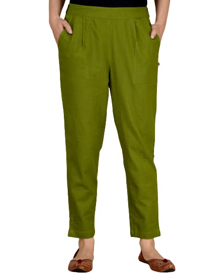 WOMEN COTTON TAPERED FIT TROUSERS