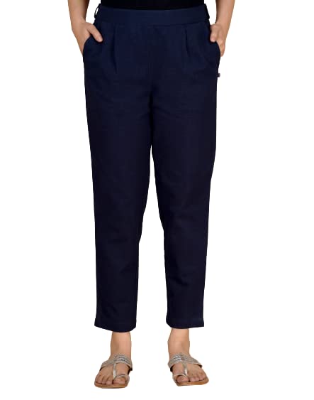 WOMEN COTTON TAPERED FIT TROUSERS