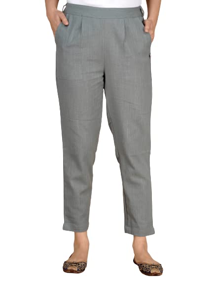 WOMEN COTTON TAPERED FIT TROUSERS